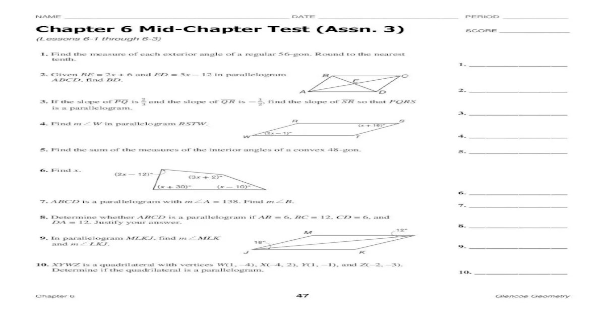 Chapter 6 mid chapter test