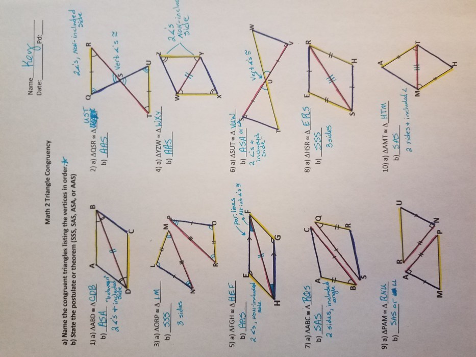 Quiz 4-3 triangle congruence proofs answer key