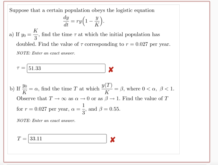 Suppose that a certain population obeys the logistic equation