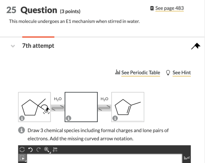 This molecule undergoes an e1 mechanism when stirred in water