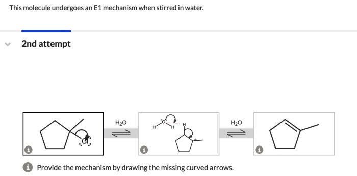 This molecule undergoes an e1 mechanism when stirred in water