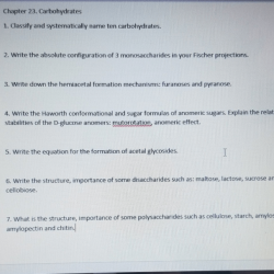 Complete the following sentences about carbohydrates.