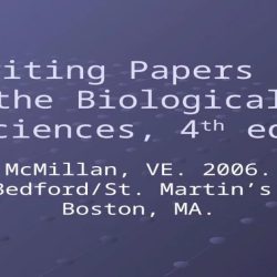 Macmillan writing papers in the biological sciences